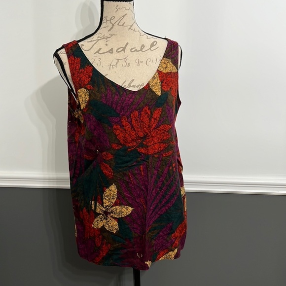 Tank top Blouse large Floral design vintage Batik look - Picture 1 of 5